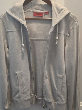 HUGO Light Gray Full-Zip Hoodie